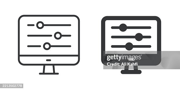 Control Panel thin line and glyph solid icon. Editable stroke and perfect pixel isolated on transparent background Control Panel thin line and glyph solid icon. Editable stroke and perfect pixel isolated on transparent background