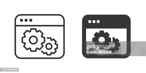 Web Maintenance thin line and glyph solid icon. Editable stroke and perfect pixel isolated on transparent background Web Maintenance thin line and glyph solid icon. Editable stroke and perfect pixel isolated on transparent background