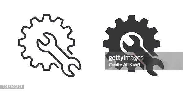 Maintenance thin line and glyph solid icon. Editable stroke and perfect pixel isolated on transparent background Maintenance thin line and glyph solid icon. Editable stroke and perfect pixel isolated on transparent background