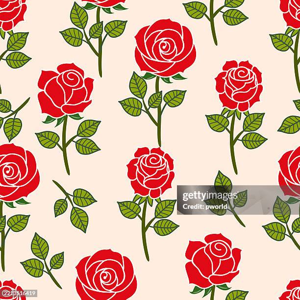 rose seamless pattern . - rose background stock illustrations