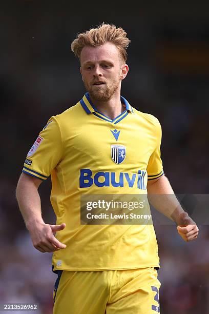 Max Clark of Gillingham looks on during the Sky Bet League Two match between Port Vale and Gillingham at Vale Park on May 03, 2025 in Burslem,...