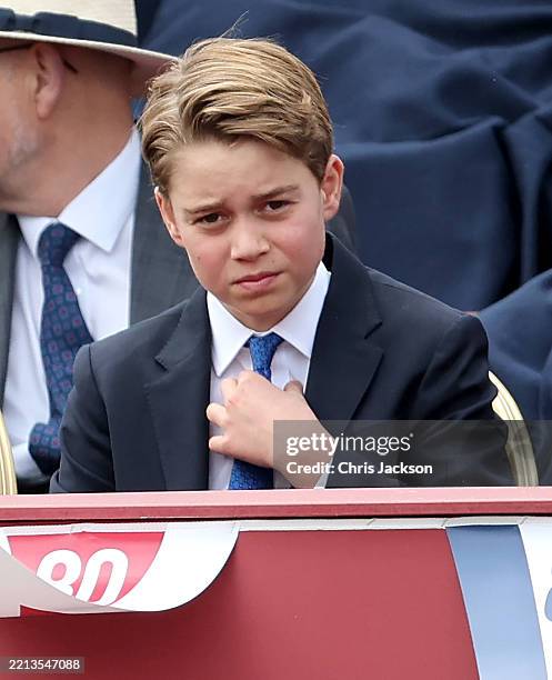 Prince George of Wales during the military procession to mark the 80th anniversary of VE Day on May 05, 2025 in London, England. The King and Queen,...