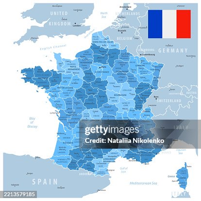 French Map Detailed France Detailed Map With Regions Cities And Country Flag High-Res ...
