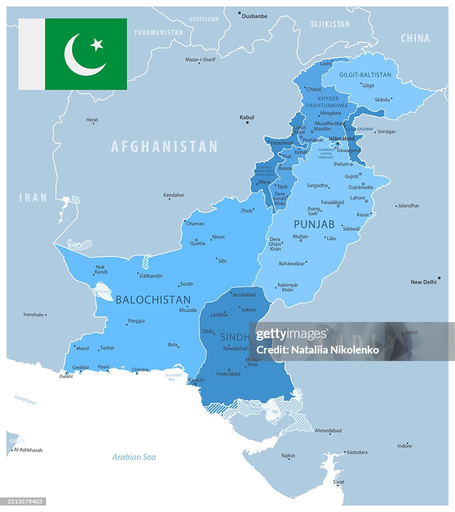 Pakistan Map Countries Pakistan Detailed Map With Regions Cities And Country Flag High-Res ...