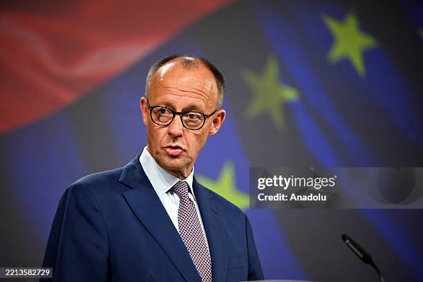 Friedrich Merz - Ursula von der Leyen joint press conference in..., Fotografía de noticias