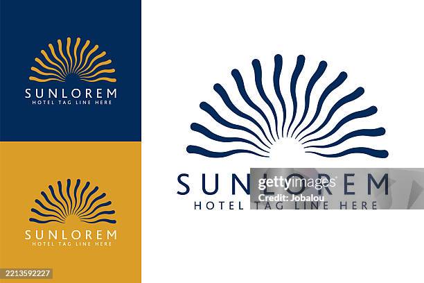 stockillustraties, clipart, cartoons en iconen met abstract geometric line of a sun symbol template - zonnen