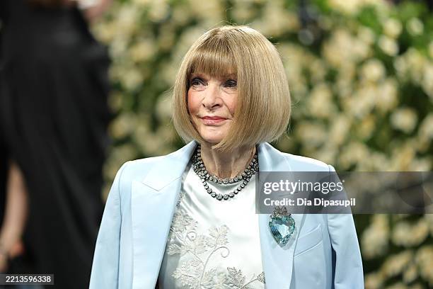 Anna Wintour, Met Gala Chair, attends the 2025 Met Gala Celebrating "Superfine: Tailoring Black Style" at Metropolitan Museum of Art on May 05, 2025...