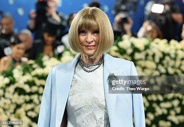 Anna Wintour, Met Gala Chair, attends the 2025 Met Gala Celebrating "Superfine: Tailoring Black Style" at Metropolitan Museum of Art on May 05, 2025...