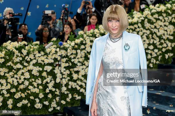 Anna Wintour, Met Gala Chair attends the 2025 Met Gala Celebrating "Superfine: Tailoring Black Style" at Metropolitan Museum of Art on May 05, 2025...
