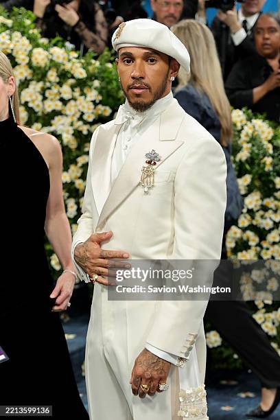 Lewis Hamilton, Met Gala Co-Chair, attends the 2025 Met Gala Celebrating "Superfine: Tailoring Black Style" at Metropolitan Museum of Art on May 05,...