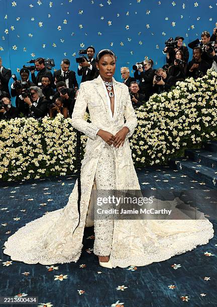 Coco Jones attends the 2025 Met Gala Celebrating "Superfine: Tailoring Black Style" at Metropolitan Museum of Art on May 05, 2025 in New York City.