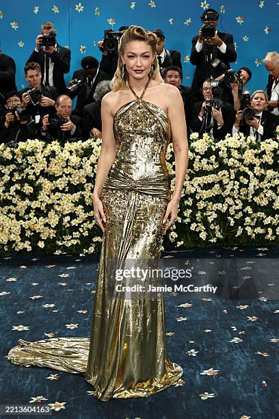 Gigi Hadid attends the 2025 Met Gala Celebrating "Superfine: Tailoring Black Style" at Metropolitan Museum of Art on May 05, 2025 in New York City.