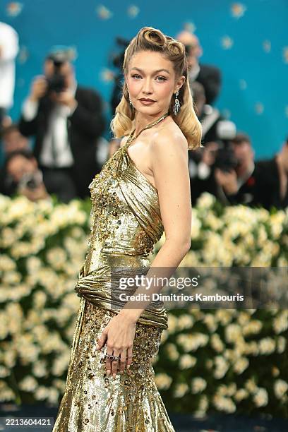 Gigi Hadid attends the 2025 Met Gala Celebrating "Superfine: Tailoring Black Style" at Metropolitan Museum of Art on May 05, 2025 in New York City.