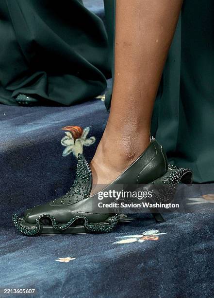 Venus Williams, shoe detail, attends the 2025 Met Gala Celebrating "Superfine: Tailoring Black Style" at Metropolitan Museum of Art on May 05, 2025...