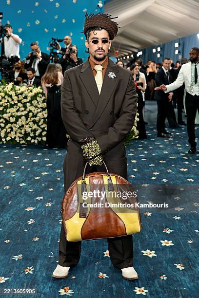 Bad Bunny attends the 2025 Met Gala Celebrating "Superfine: Tailoring Black Style" at Metropolitan Museum of Art on May 05, 2025 in New York City.