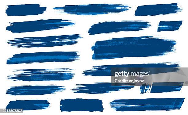 blue grunge paint brush strokes - painterly effect stock illustrations
