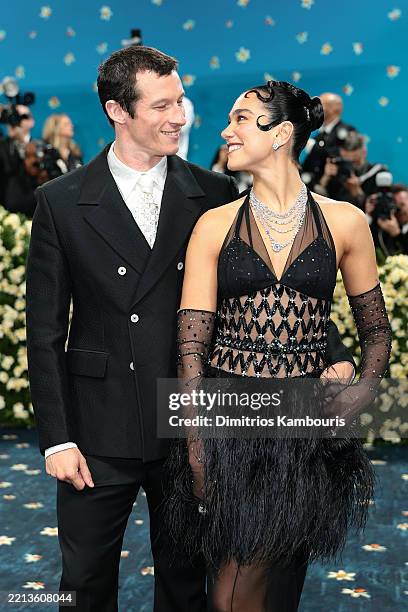 Callum Turner and Dua Lipa attend the 2025 Met Gala Celebrating "Superfine: Tailoring Black Style" at Metropolitan Museum of Art on May 05, 2025 in...