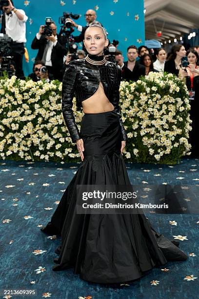 Miley Cyrus attends the 2025 Met Gala Celebrating "Superfine: Tailoring Black Style" at Metropolitan Museum of Art on May 05, 2025 in New York City.