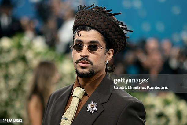 Bad Bunny attends the 2025 Met Gala Celebrating "Superfine: Tailoring Black Style" at Metropolitan Museum of Art on May 05, 2025 in New York City.