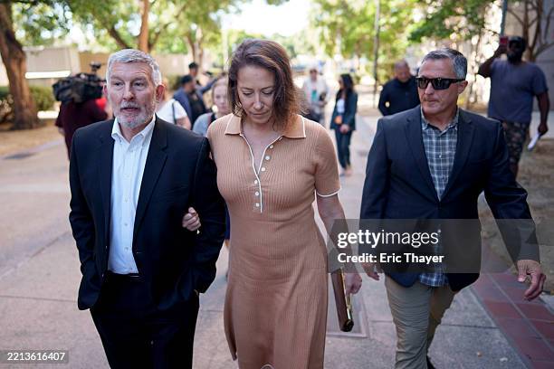 Anamaria Baralt, a cousin of Erik and Lyle Menendez, arrives at the Van Nuys West Courthouse on May 9, 2025 in Van Nuys, California. Erik and Lyle...