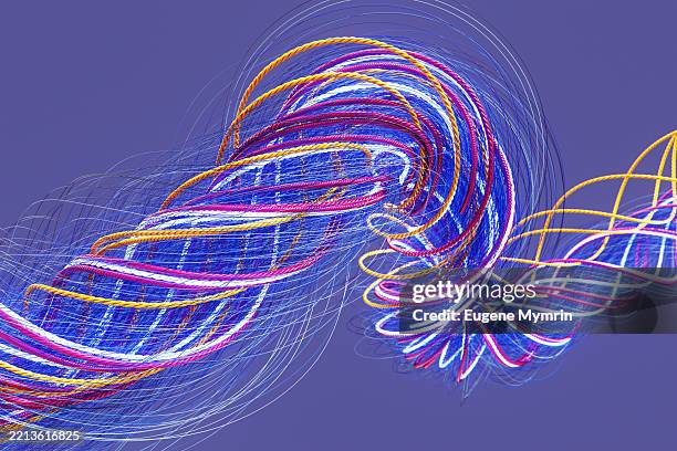 colorful swirling lines creating a mesmerizing abstract design on a vibrant violet background - intertwined stock pictures, royalty-free photos & images