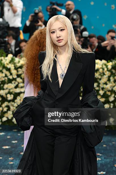 Rosé attends the 2025 Met Gala Celebrating "Superfine: Tailoring Black Style" at Metropolitan Museum of Art on May 05, 2025 in New York City.