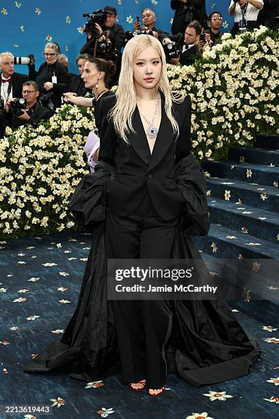 Rosé attends the 2025 Met Gala Celebrating "Superfine: Tailoring Black Style" at Metropolitan Museum of Art on May 05, 2025 in New York City.