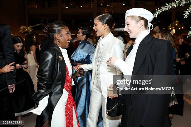 Ayo Edebiri, Zendaya, and Hunter Schafer attend the 2025 Met Gala Celebrating "Superfine: Tailoring Black Style" at Metropolitan Museum of Art on May...