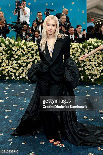 Rosé attends the 2025 Met Gala Celebrating "Superfine: Tailoring Black Style" at Metropolitan Museum of Art on May 05, 2025 in New York City.