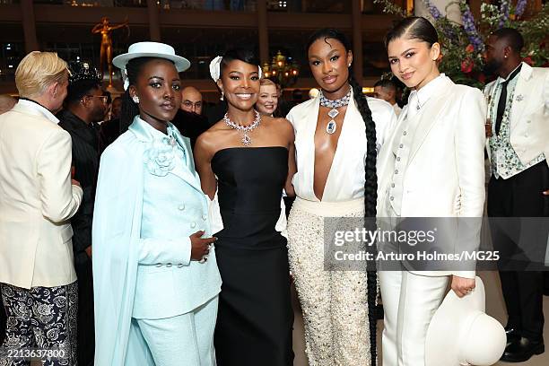 Lupita Nyong'o, Gabrielle Union, Coco Jones and Zendaya attend the 2025 Met Gala Celebrating "Superfine: Tailoring Black Style" at Metropolitan...
