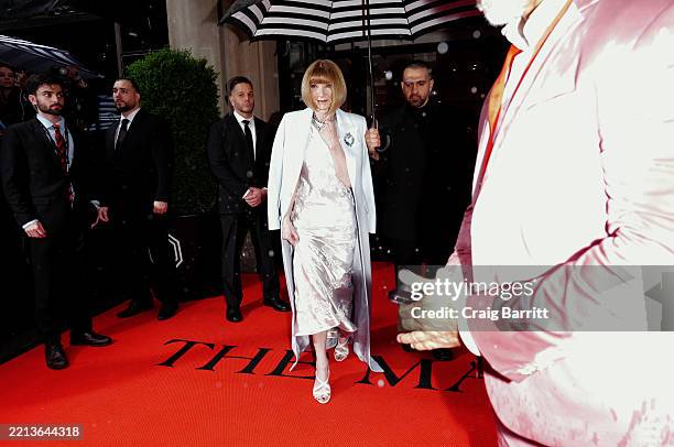 Anna Wintour attends The Mark Hotel Met Gala 2025 departures at The Mark Hotel on May 05, 2025 in New York City.
