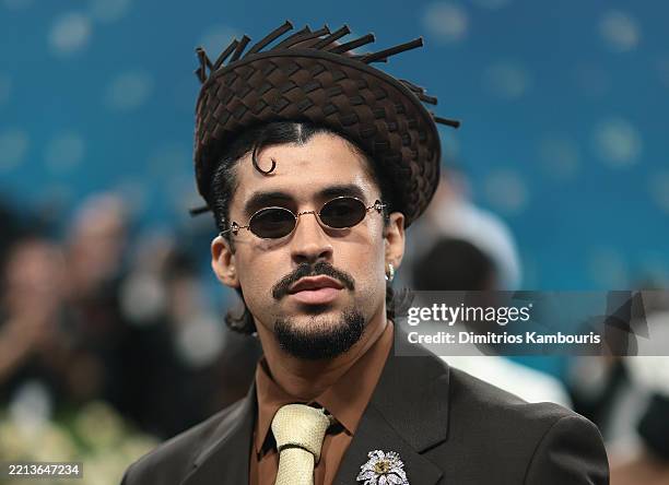 Bad Bunny attends the 2025 Met Gala Celebrating "Superfine: Tailoring Black Style" at Metropolitan Museum of Art on May 05, 2025 in New York City.