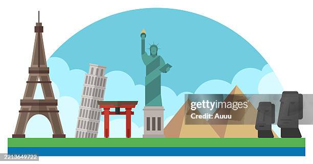 international day for monuments and sites concept - flat world map vector stock illustrations