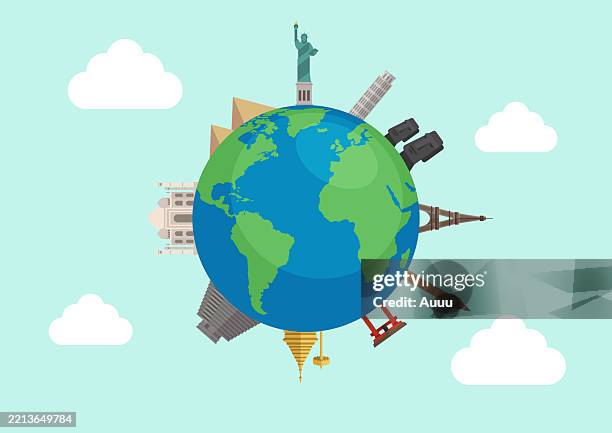 bildbanksillustrationer, clip art samt tecknat material och ikoner med international day for monuments and sites concept - europe map