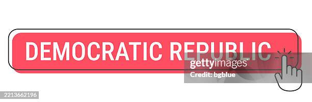 ilustrações de stock, clip art, desenhos animados e ícones de democratic republic - click button with hand cursor on white background - tap logo