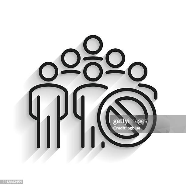 avoid crowds - no gathering. line icon with long shadow on white background - avoid crowds stock illustrations