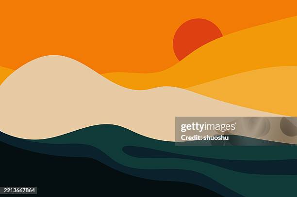 abstrakt minimal natur berglandschaft muster illustration hintergrund - landschaft künstlerisch stock-grafiken, -clipart, -cartoons und -symbole