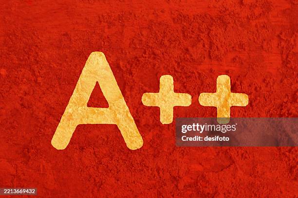 ilustrações de stock, clip art, desenhos animados e ícones de bright vibrant blood red maroon grunge textured rough weathered rubber like surface horizontal vector background or grungy peeling damaged whitewashed wall with capital letter alphabet a ++ or a plus plus sign painted in yellow golden color - moto niveladora