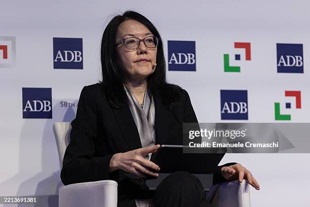 Jacqueline Loh, Deputy Managing Director of the Monetary Authority of Singapore, looks on while attending a panel during the Asian Development Bank’s...