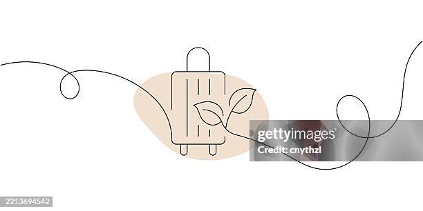 continuous line drawing of eco tourism icon. hand drawn symbol vector illustration. - single line globe stock illustrations