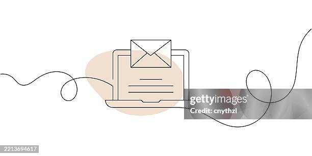 continuous line drawing of e-mail marketing icon. hand drawn symbol vector illustration. - receiving email stock illustrations