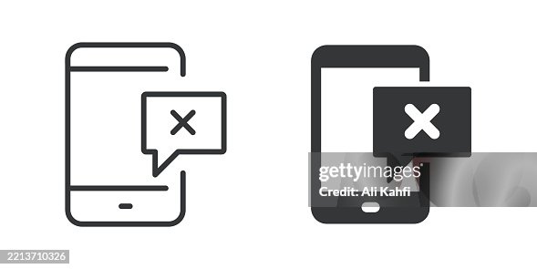 Rejected Notification thin line and glyph solid icon. Editable stroke and perfect pixel isolated on transparent background Rejected Notification thin line and glyph solid icon. Editable stroke and perfect pixel isolated on transparent background