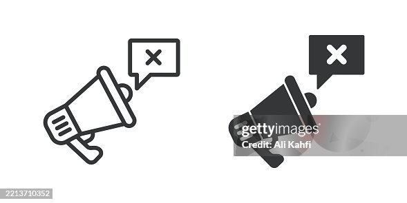 Speaking Rejected thin line and glyph solid icon. Editable stroke and perfect pixel isolated on transparent background Speaking Rejected thin line and glyph solid icon. Editable stroke and perfect pixel isolated on transparent background