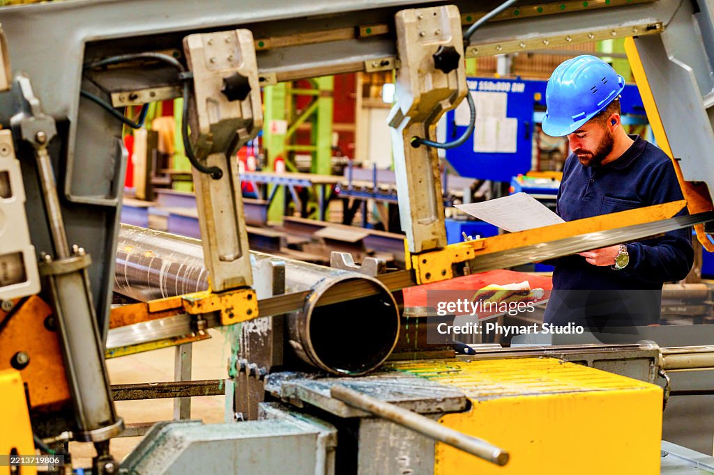 Engineer Operating Metal Engraver In Factory High-Res Stock Photo ...