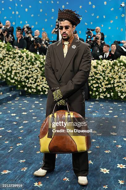 Bad Bunny attends the 2025 Met Gala Celebrating "Superfine: Tailoring Black Style" at Metropolitan Museum of Art on May 05, 2025 in New York City.