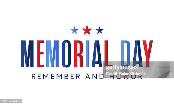 ilustrações de stock, clip art, desenhos animados e ícones de memorial day card. honoring all who served. vector - feriado americano memorial day