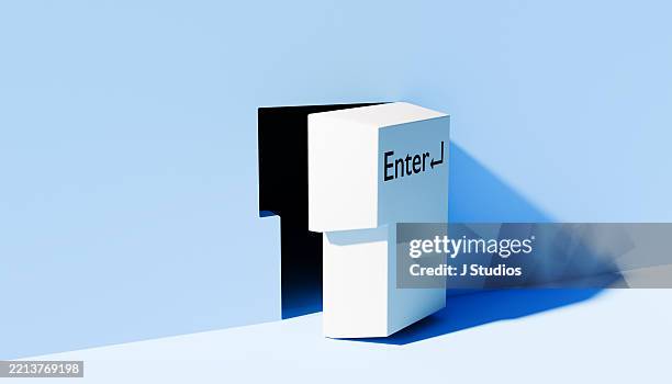 enter to opportunity: single keyboard key transformed into a slightly open door - enter key stock pictures, royalty-free photos & images