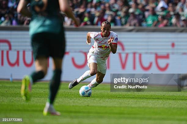 Xavi Simons of RB Leipzig controls the ball during the 1. Bundesliga match between Werder Bremen and RB Leipzig at Weserstadion, Bremen, Germany on...