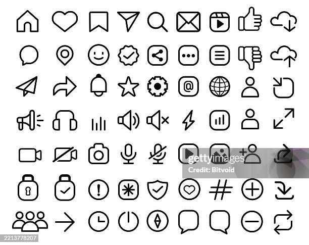 ilustrações de stock, clip art, desenhos animados e ícones de social media icon set - mídia social baseada em imagem
