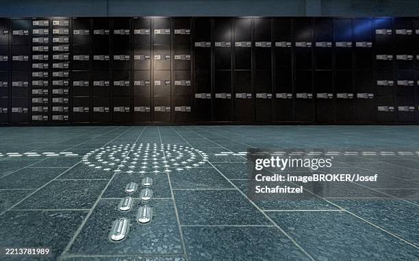 modern interior with geometric pattern on floor tiles and lockers, elbphilharmonie, concert hall hamburg, free and hanseatic city of hamburg, germany, europe - elbphilharmonie innen stock-fotos und bilder